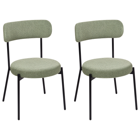 Set of 2 ALLISON dining chairs Boucle Light green [3]