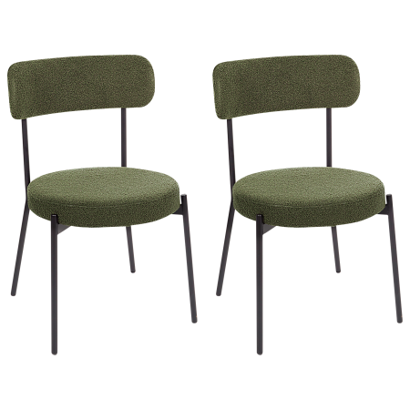 Set of 2 dining chairs ALLISON Boucle Dark Green [3]