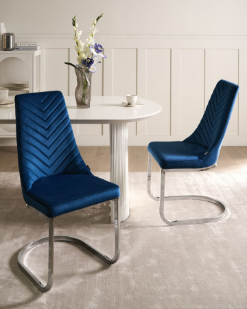 Scaun dining - Set of 2 dining chairs ALTOONA Velvet Navy Blue