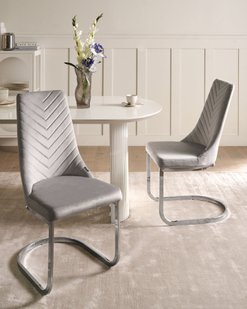 Scaun dining - Set of 2 dining chairs ALTOONA Velvet Grey