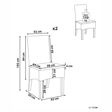 Set de 2 scaune dining ANDES Ratan Negru [2]