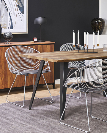 Scaun dining - Set de 2 scaune dining AURORA Metal Argintiu