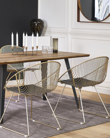 Scaun dining - Set of 2 dining chairs AURORA Metal Gold