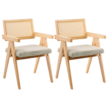 Set de 2 scaune dining AVA Lemn Maro deschis/Taupe [3]