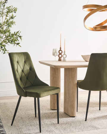 Scaun dining - Set of 2 dining chairs AVENIR Velvet Olive Green