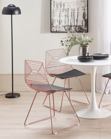 Scaun dining - Set de 2 scaune dining BEATTY Metal Roz auriu