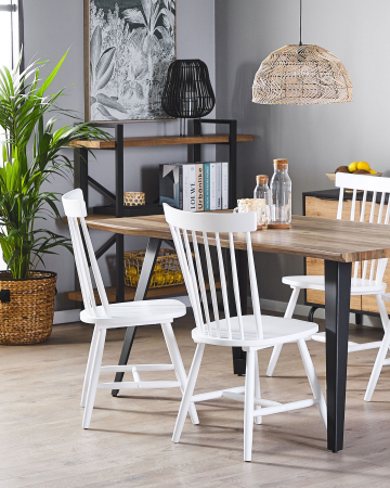 Scaun dining - Set of 2 dining chairs BURGES White Wood