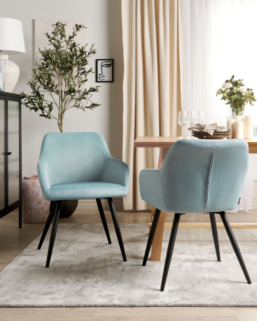 Scaun dining - Set of 2 Dining Chairs CASMALIA Velvet Light Blue