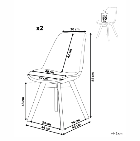 Set de 2 scaune dining DAKOTA II Alb-murdar [2]