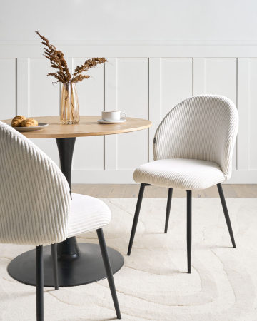 Scaun dining - Set of 2 dining chairs ELOY Suede Off-white