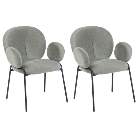 Set de 2 scaune dining ELY Boucle Verde deschis [3]