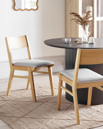 Scaun dining - Set de 2 scaune dining ENOLA Lemn Gri deschis