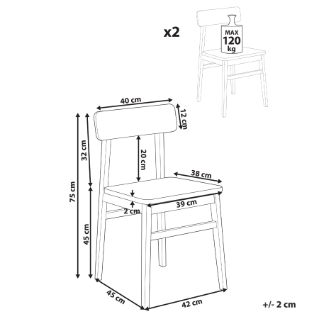 Set de 2 scaune dining GORRE Lemn Maro închis [2]
