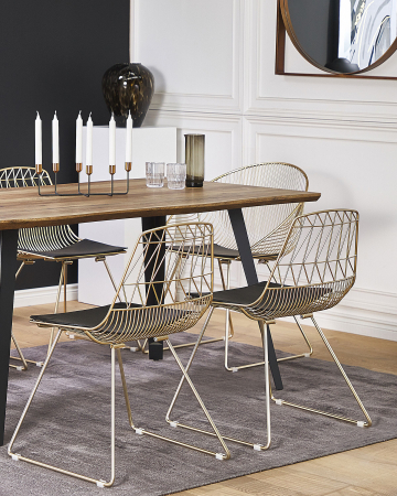 Armchairs - Set of 2 dining chairs HARLAN Metal Gold