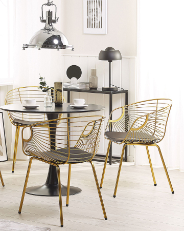Scaun dining - Set de 2 scaune dining HOBACK Metal Auriu