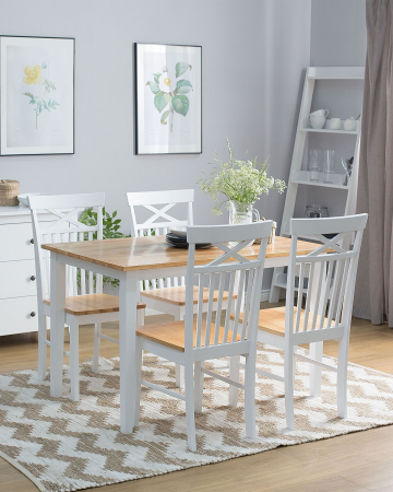 Set of 2 dining chairs HOUSTON Wood White [0]