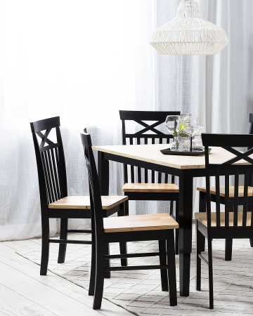 Scaun dining - Set of 2 dining chairs HOUSTON Black Wood