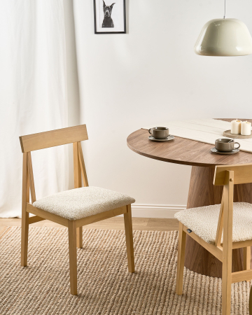 Scaun dining - Set of 2 chairs dining chair ISLE Wood Light Brown/Beige