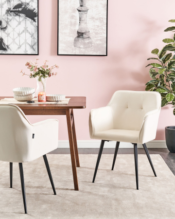 Scaun dining - Set of 2 dining chairs JASMIN Velvet Light Beige
