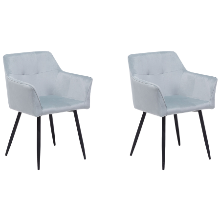 Set of 2 dining chairs JASMIN Velvet Light grey [1]