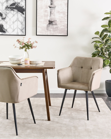 Armchairs - Set of 2 dining chairs JASMIN Velvet Taupe