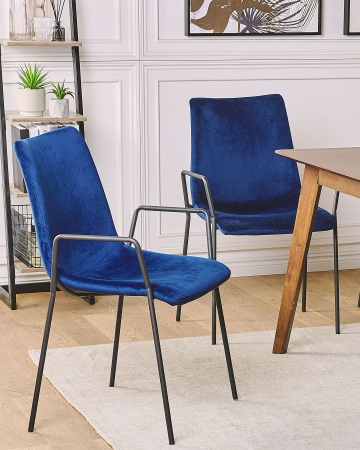 Scaun dining - Set of 2 JEFFERSON dining chairs Velvet Dark Blue