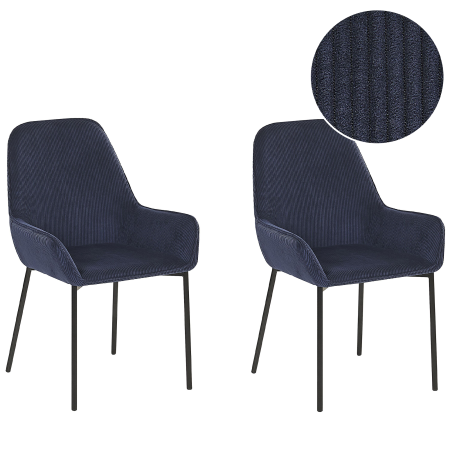 Set of 2 dining chairs LOVERNA Velvet Dark Blue [1]