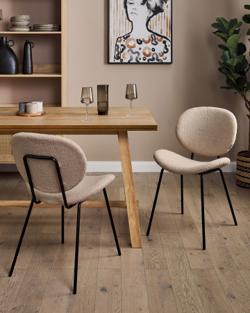 Scaun dining - Set de 2 scaune dining LUANA Boucle Taupe