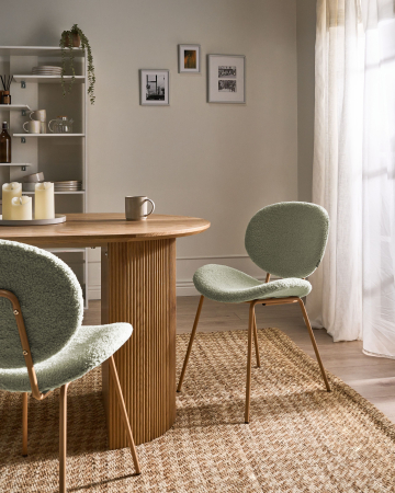 Set of 2 Dining chairs LUANA Boucle Light Green [0]