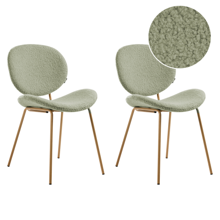 Set of 2 Dining chairs LUANA Boucle Light Green [1]