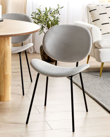 Scaun dining - Set of 2 dining chairs LUANA Velvet Light Grey