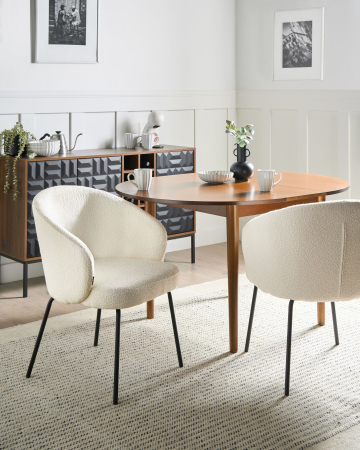 Scaun dining - Set of 2 dining chairs LUDDEN Boucle Light beige