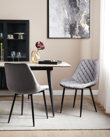 Scaun dining - Set of 2 Dining Chairs MARIBEL Velvet Grey