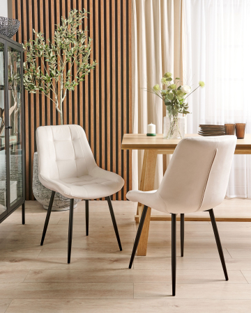 Scaun dining - Set of 2 dining chairs MELROSE Velvet Off-white