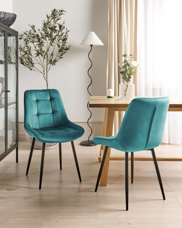 Scaun dining - Set of 2 chairs Dining Chair MELROSE Velvet Turquoise
