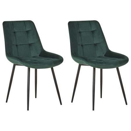 Set of 2 Dining Chairs MELROSE Velvet Dark Green [1]