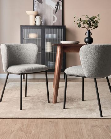 Scaun dining - Set of 2 Dining Chairs MINA Boucle Grey