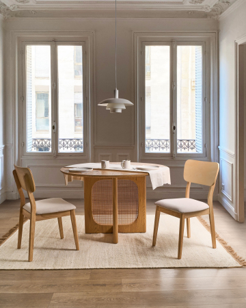 Scaun dining - Set of 2 dining chairs MINIER Wood Light Brown/Beige