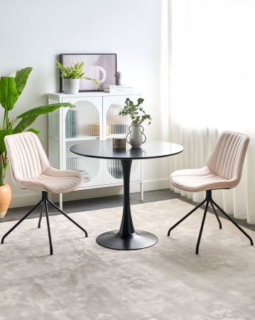 Scaun dining - Set of 2 NAVASOTA Dining Stools Velvet Beige