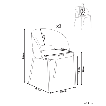 Set de 2 scaune dining PENNY  Albastru deschis [2]