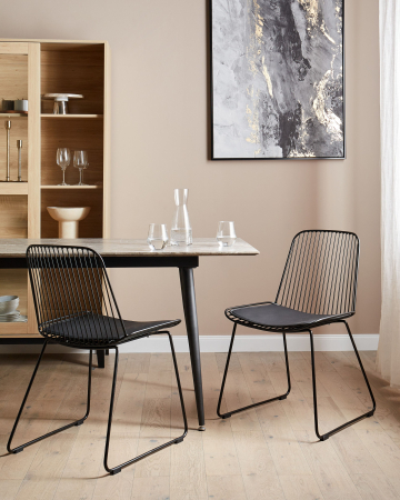 Scaun dining - Set of 2 dining chairs PENSACOLA Black Metal