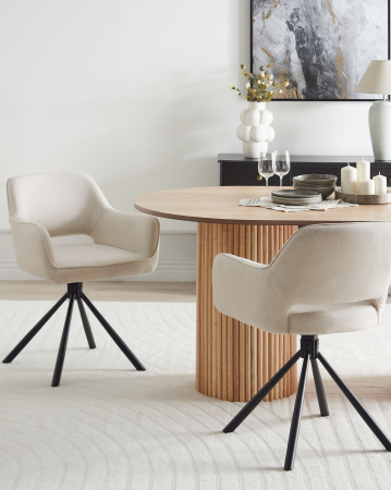 Whole Home - Set of 2 dining chairs LOURES Swivel Light Beige