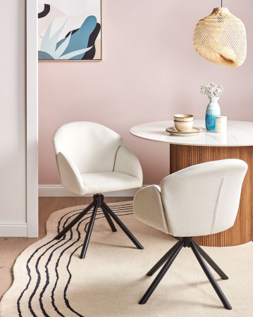 Armchairs - Set of 2 dining chairs Swivel MAYBEE Off-white