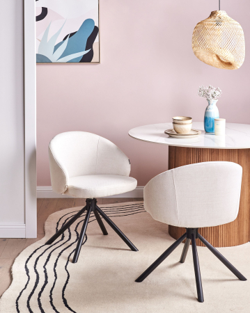 Scaun dining - Set de 2 scaune dining Pivotant OVALO  Alb-murdar