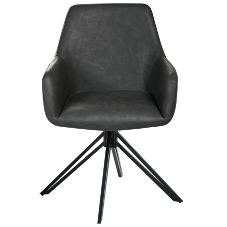 Set de 2 scaune dining Pivotant SANSARC Piele ecologică Negru [4]