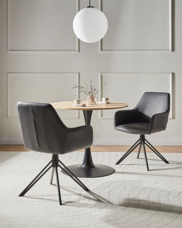 Set de 2 scaune dining Pivotant SANSARC Piele ecologică Negru [0]