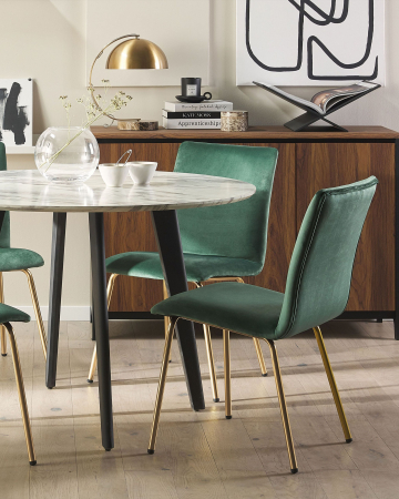 Scaun dining - Set of 2 Dining Chairs RUBIO Velvet Emerald Green