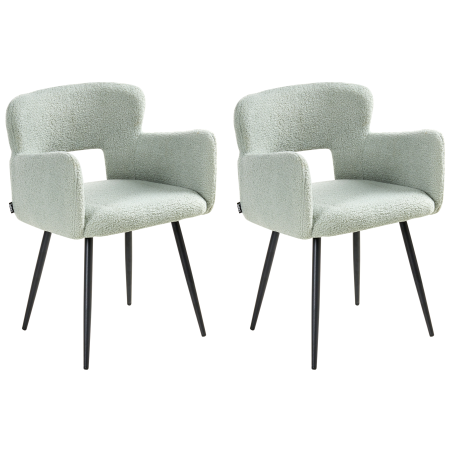 Set of 2 dining chairs SANILAC Boucle Light Green [3]