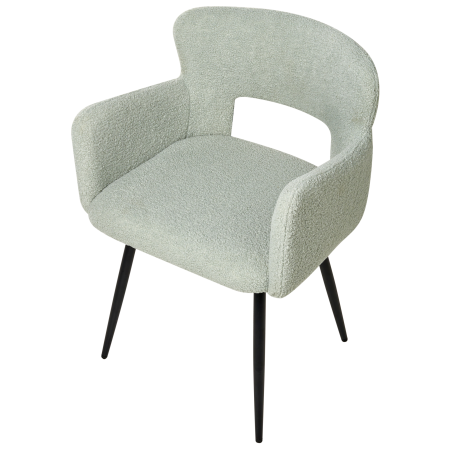 Set of 2 dining chairs SANILAC Boucle Light Green [7]