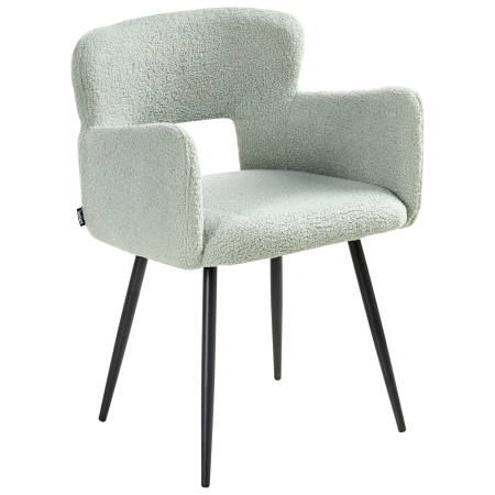 Set of 2 dining chairs SANILAC Boucle Light Green [4]